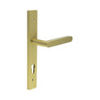 High quality image of CRES - CR-101 Satin Brass Multi Point Backplate Door Handle Sku. CR-101G4SB