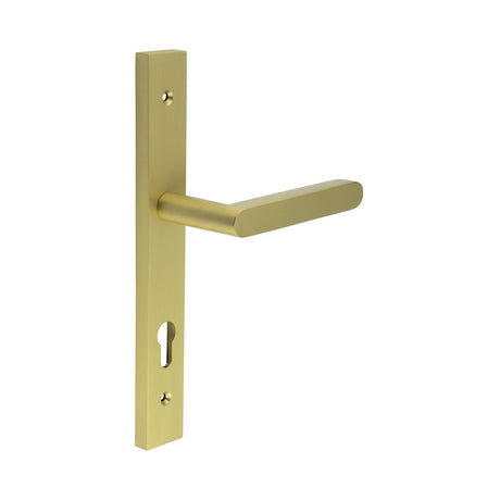High quality image of CRES - CR-101 Satin Brass Multi Point Backplate Door Handle Sku. CR-101G4SB