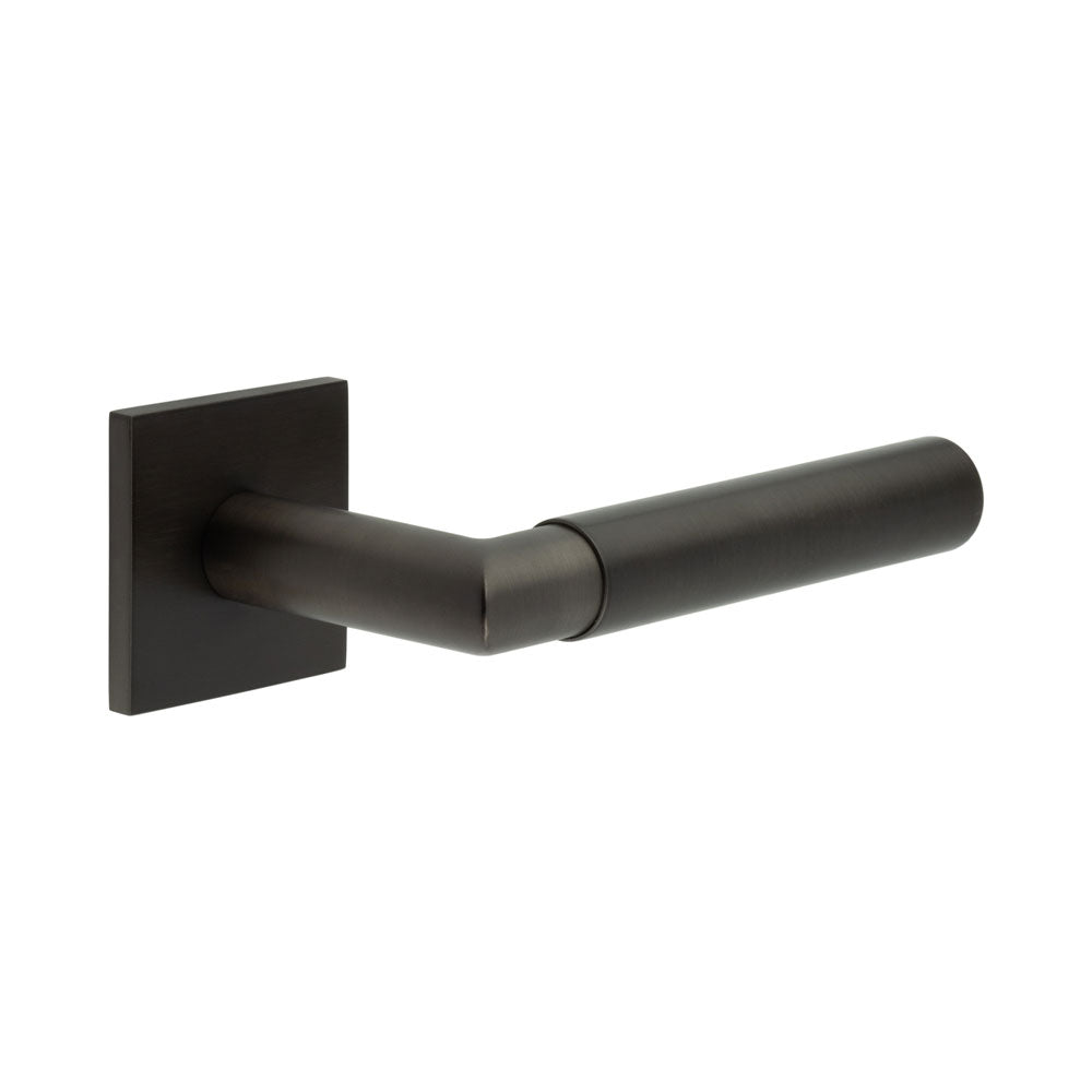 High quality image of CRES - CR-102 Dark Bronze Sprung Square Rose Door Handle Sku. CR-102B1DB