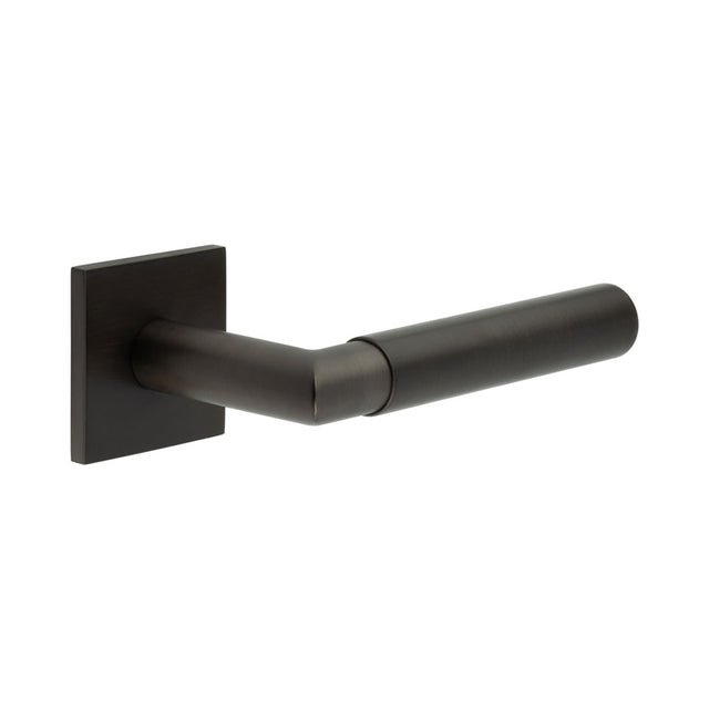 High quality image of CRES - CR-102 Dark Bronze Sprung Square Rose Door Handle Sku. CR-102B1DB