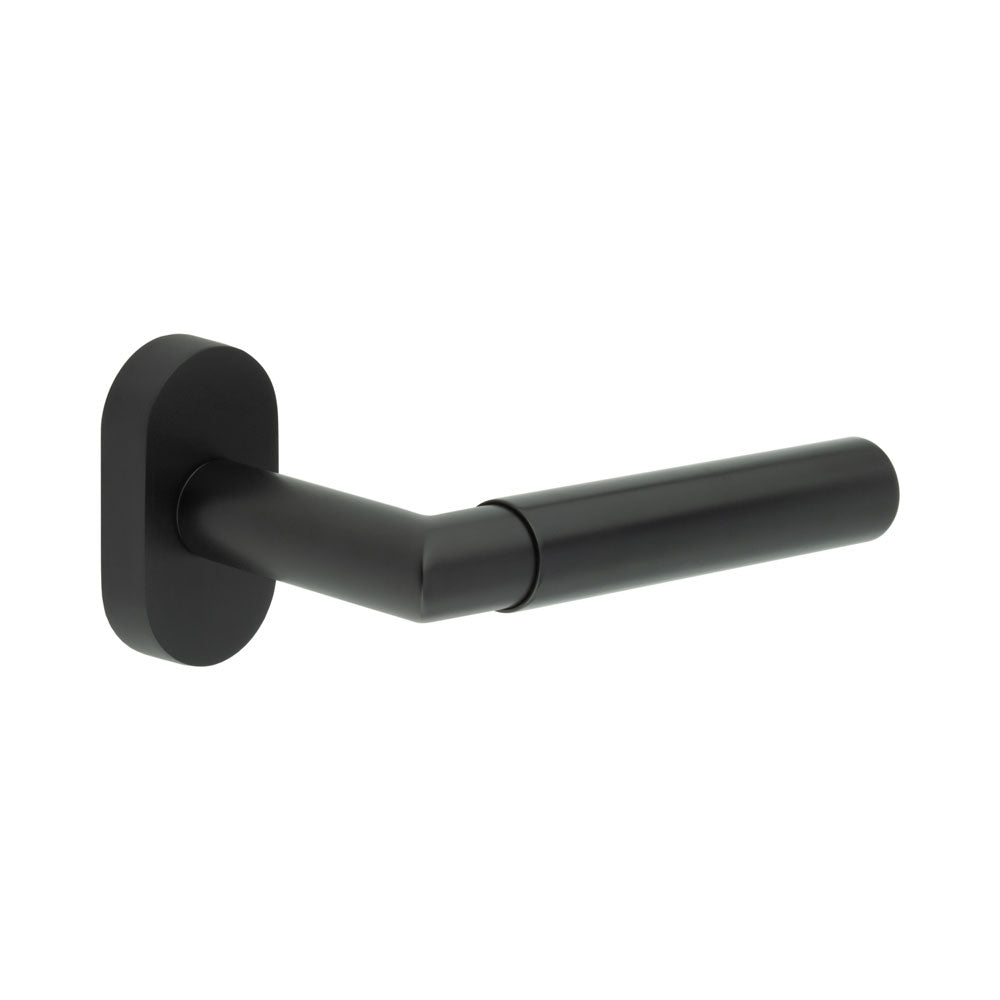 High quality image of CRES - CR-102 Black Multi Point Oval Rose Door Handle Sku. CR-102C4MB