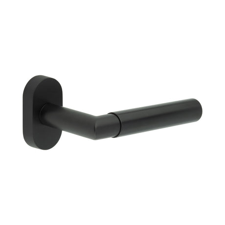 High quality image of CRES - CR-102 Black Multi Point Oval Rose Door Handle Sku. CR-102C4MB