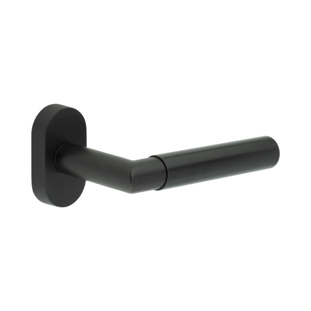 High quality image of CRES - CR-102 Black Multi Point Oval Rose Door Handle Sku. CR-102C4MB