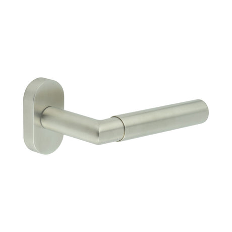 High quality image of CRES - CR-102 Satin Stainless Steel Multi Point Oval Rose Door Handle Sku. CR-102C4SSS
