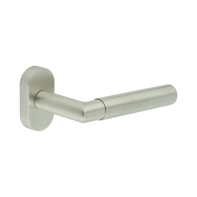 High quality image of CRES - CR-102 Satin Stainless Steel Multi Point Oval Rose Door Handle Sku. CR-102C4SSS