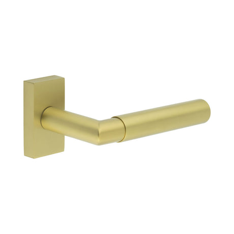 High quality image of CRES - CR-102 Satin Brass Multi Point Rectangular Rose Door Handle Sku. CR-102D4SB