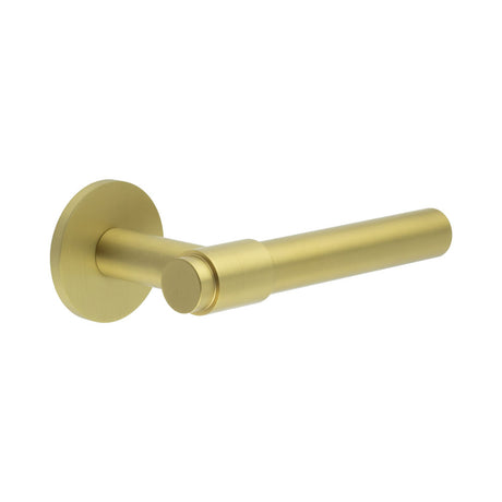 High quality image of CRES - CR-103 Satin Brass Sprung Round Rose Door Handle Sku. CR-103A1SB