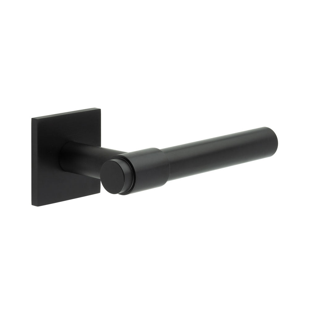High quality image of CRES - CR-103 Black Sprung Square Rose Door Handle Sku. CR-103B1MB