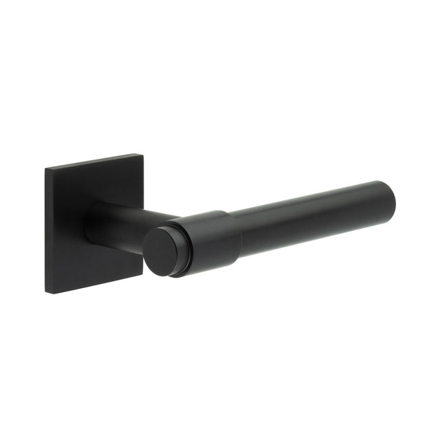High quality image of CRES - CR-103 Black Sprung Square Rose Door Handle Sku. CR-103B1MB