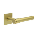 High quality image of CRES - CR-103 Satin Brass Sprung Square Rose Door Handle Sku. CR-103B1SB
