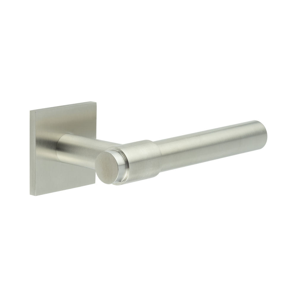 High quality image of CRES - CR-103 Satin Stainless Steel Sprung Square Rose Door Handle Sku. CR-103B1SSS