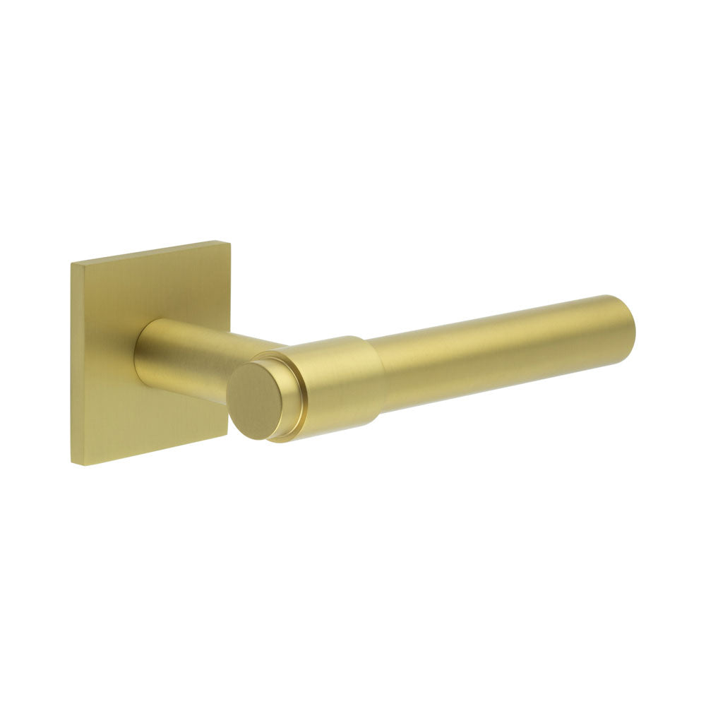 High quality image of CRES - CR-103 Satin Brass Fixed Dead Square Rose Door Handle Sku. CR-103B3SB