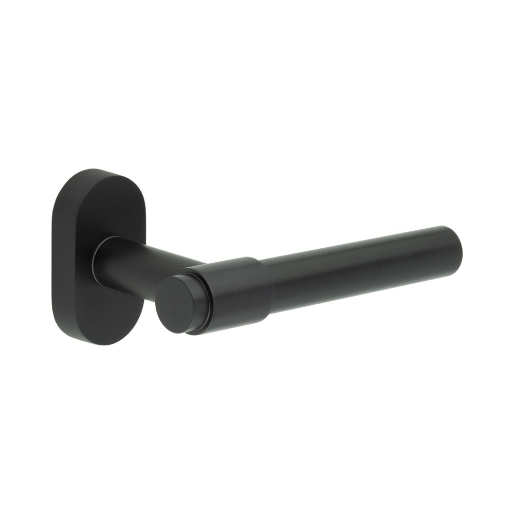 High quality image of CRES - CR-103 Black Multi Point Oval Rose Door Handle Sku. CR-103C4MB