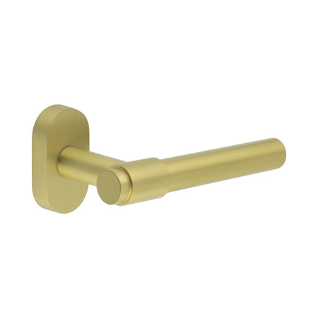 High quality image of CRES - CR-103 Satin Brass Multi Point Oval Rose Door Handle Sku. CR-103C4SB