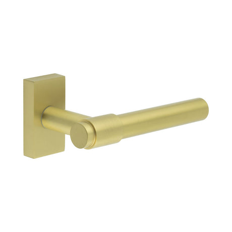 High quality image of CRES - CR-103 Satin Brass Multi Point Rectangular Rose Door Handle Sku. CR-103D4SB