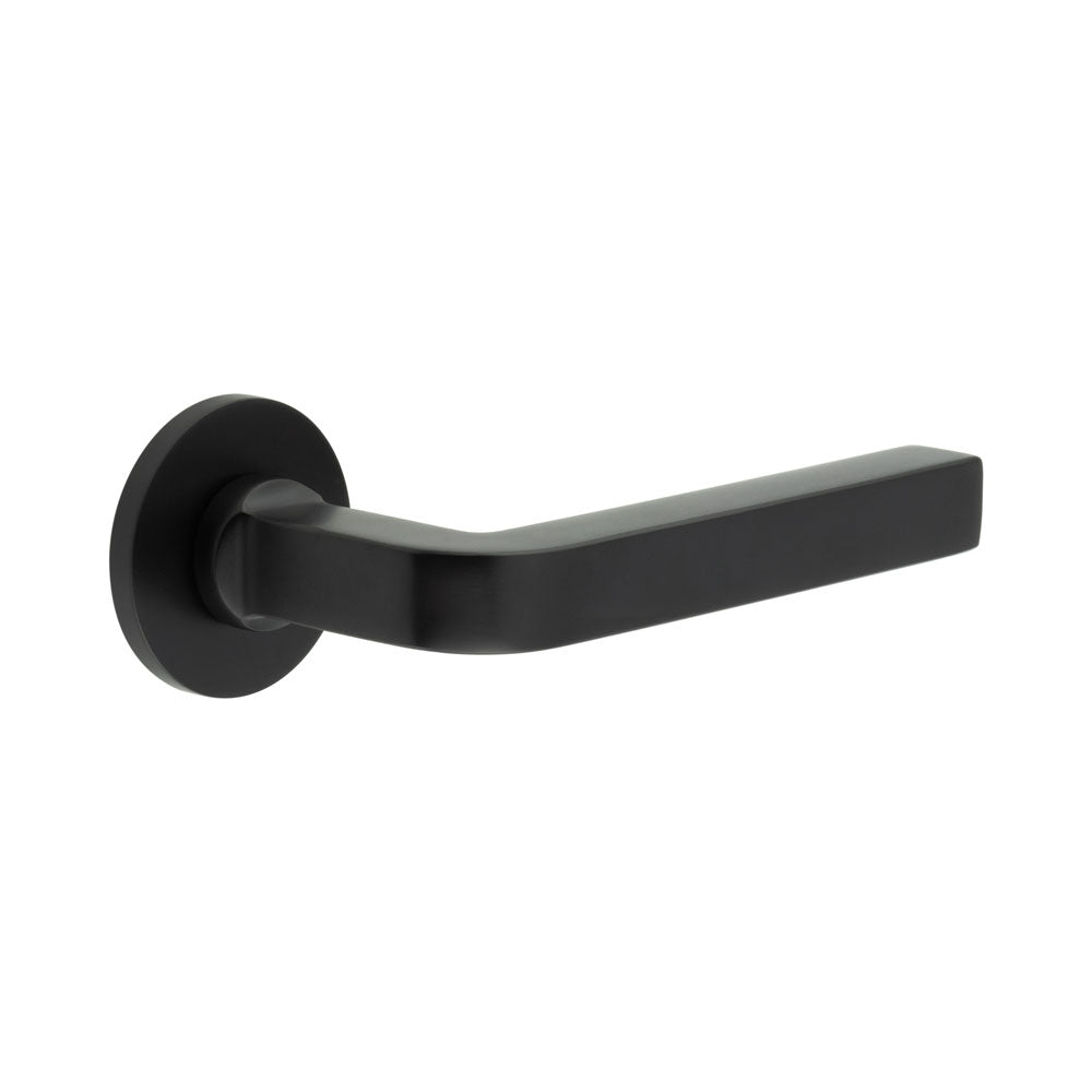 High quality image of CRES - CR-104 Black Sprung Round Rose Door Handle Sku. CR-104A1MB
