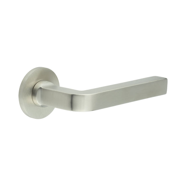 High quality image of CRES - CR-104 Satin Stainless Steel Unsprung Round Rose Door Handle Sku. CR-104A2SSS