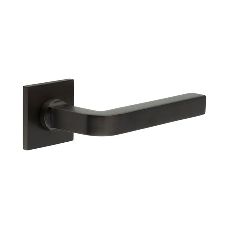 High quality image of CRES - CR-104 Dark Bronze Sprung Square Rose Door Handle Sku. CR-104B1DB