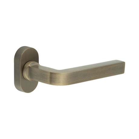 High quality image of CRES - CR-104 Antique Brass Multi Point Oval Rose Door Handle Sku. CR-104C4AB