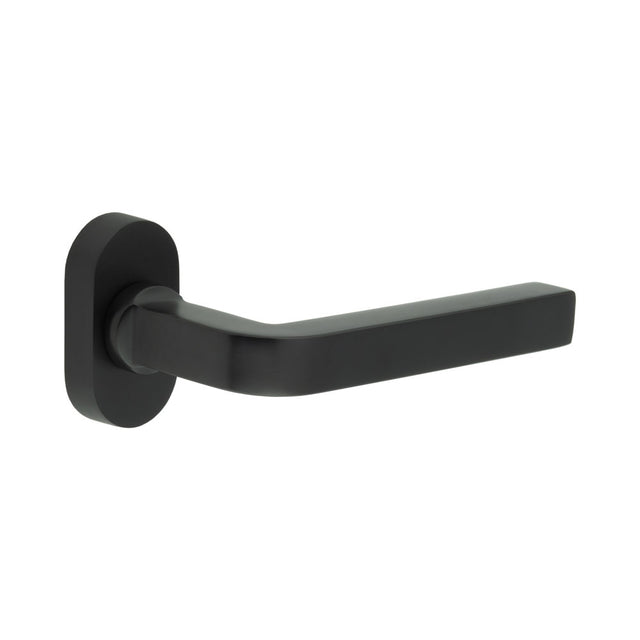 High quality image of CRES - CR-104 Black Multi Point Oval Rose Door Handle Sku. CR-104C4MB