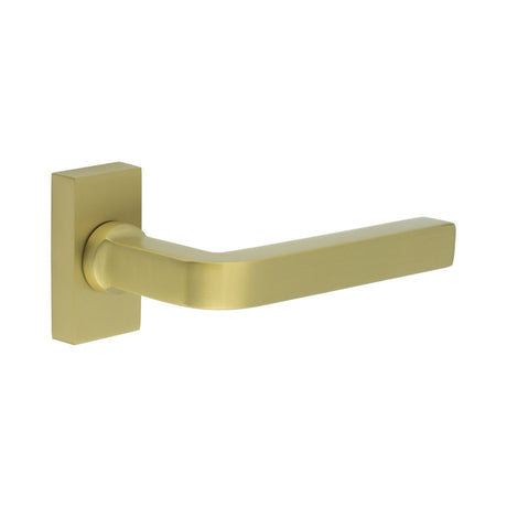 High quality image of CRES - CR-104 Satin Brass Multi Point Rectangular Rose Door Handle Sku. CR-104D4SB