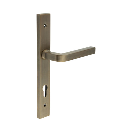 High quality image of CRES - CR-104 Antique Brass Multi Point Backplate Door Handle Sku. CR-104G4AB