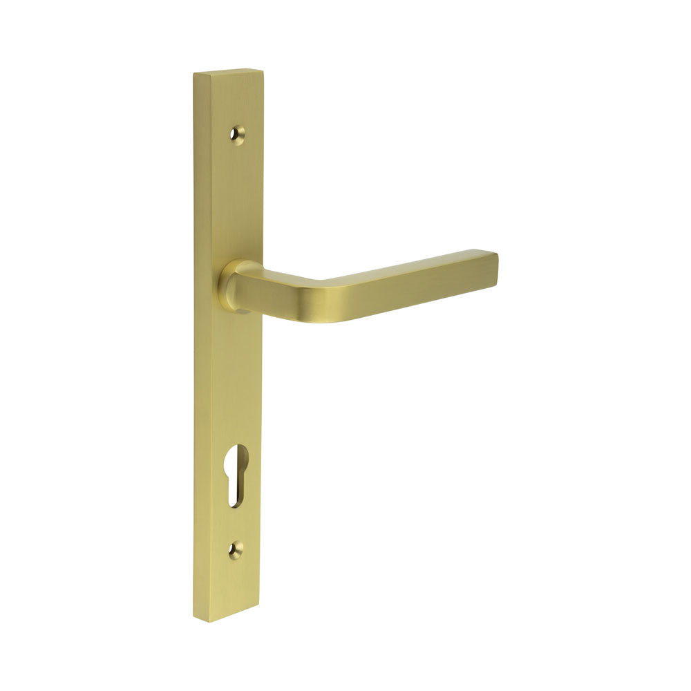 High quality image of CRES - CR-104 Satin Brass Multi Point Backplate Door Handle Sku. CR-104G4SB
