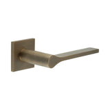 High quality image of CRES - CR-105 Antique Brass Sprung Square Rose Door Handle Sku. CR-105B1AB