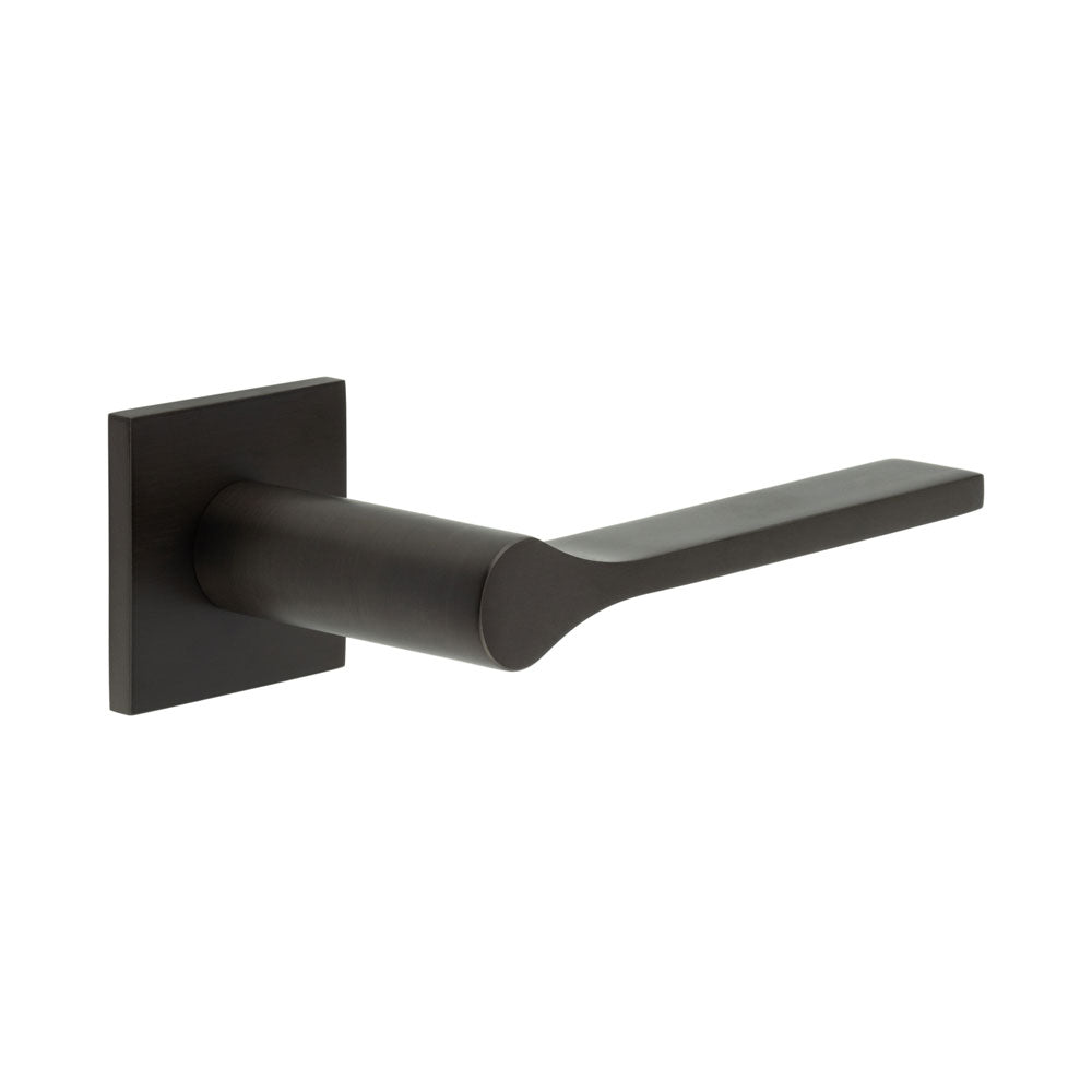 High quality image of CRES - CR-105 Dark Bronze Sprung Square Rose Door Handle Sku. CR-105B1DB