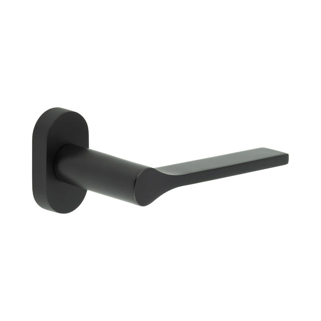 High quality image of CRES - CR-105 Black Multi Point Oval Rose Door Handle Sku. CR-105C4MB