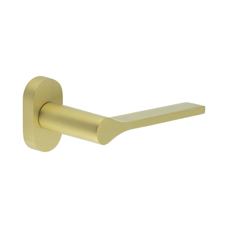 High quality image of CRES - CR-105 Satin Brass Multi Point Oval Rose Door Handle Sku. CR-105C4SB
