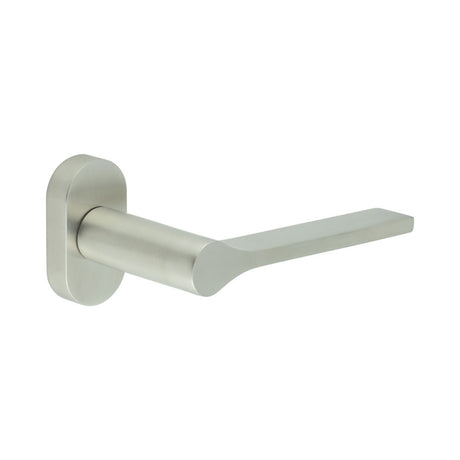 High quality image of CRES - CR-105 Satin Stainless Steel Multi Point Oval Rose Door Handle Sku. CR-105C4SSS