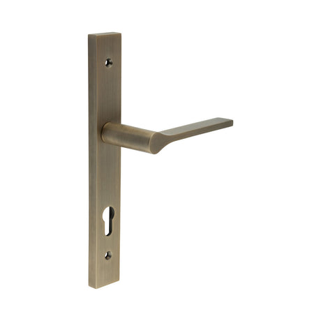 High quality image of CRES - CR-105 Antique Brass Multi Point Backplate Door Handle Sku. CR-105G4AB