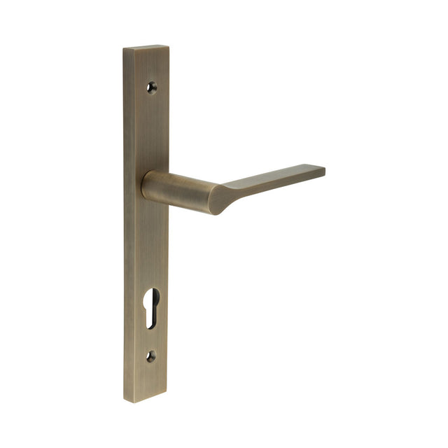 High quality image of CRES - CR-105 Antique Brass Multi Point Backplate Door Handle Sku. CR-105G4AB