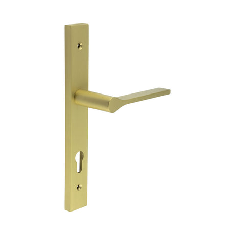 High quality image of CRES - CR-105 Satin Brass Multi Point Backplate Door Handle Sku. CR-105G4SB