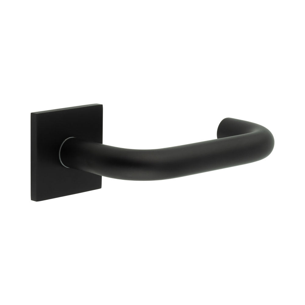 High quality image of CRES - CR-106 Black Sprung Square Rose Door Handle Sku. CR-106B1MB