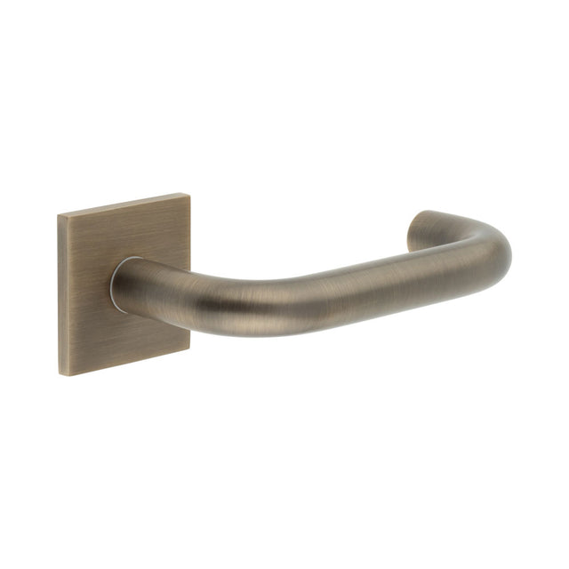 High quality image of CRES - CR-106 Antique Brass Fixed Dead Square Rose Door Handle Sku. CR-106B3AB