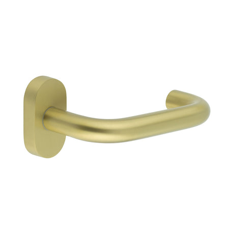 High quality image of CRES - CR-106 Satin Brass Multi Point Oval Rose Door Handle Sku. CR-106C4SB