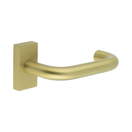 High quality image of CRES - CR-106 Satin Brass Multi Point Rectangular Rose Door Handle Sku. CR-106D4SB