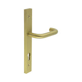 High quality image of CRES - CR-106 Satin Brass Multi Point Backplate Door Handle Sku. CR-106G4SB
