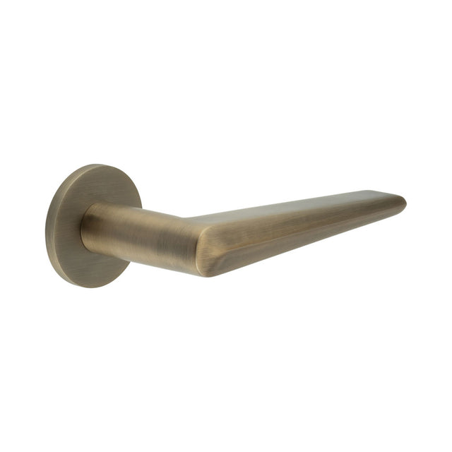 High quality image of CRES - CR-107 Antique Brass Unsprung Round Rose Door Handle Sku. CR-107A2AB