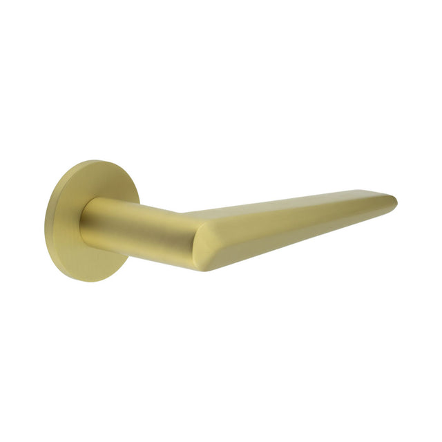 High quality image of CRES - CR-107 Satin Brass Unsprung Round Rose Door Handle Sku. CR-107A2SB