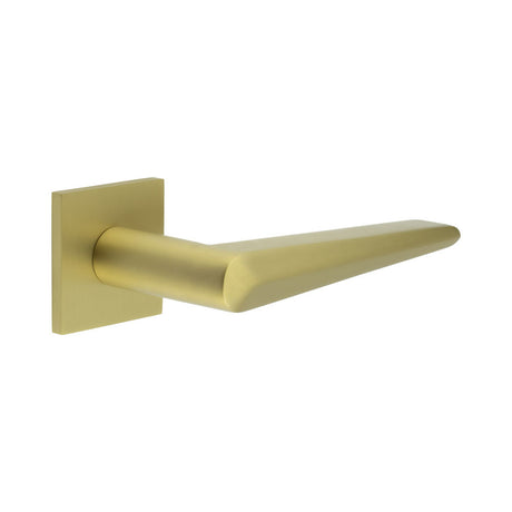 High quality image of CRES - CR-107 Satin Brass Unsprung Square Rose Door Handle Sku. CR-107B2SB