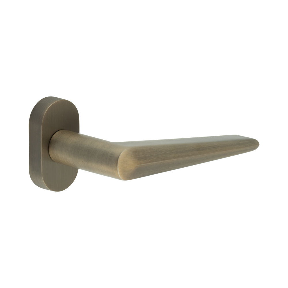 High quality image of CRES - CR-107 Antique Brass Multi Point Oval Rose Door Handle Sku. CR-107C4AB