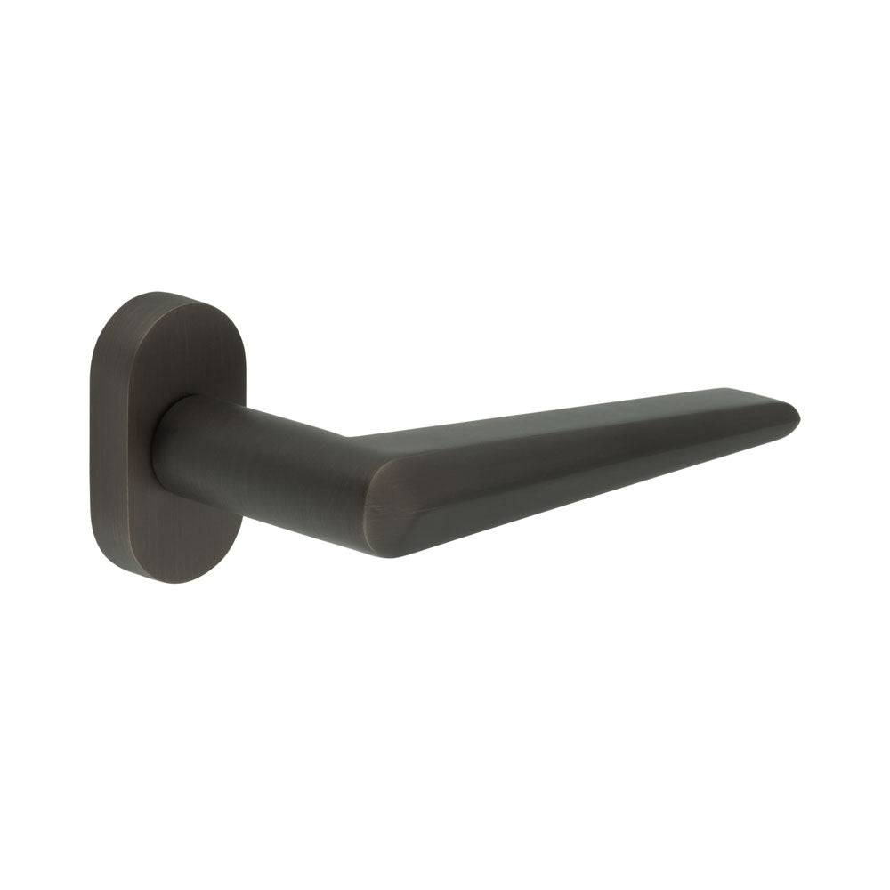 High quality image of CRES - CR-107 Dark Bronze Multi Point Oval Rose Door Handle Sku. CR-107C4DB