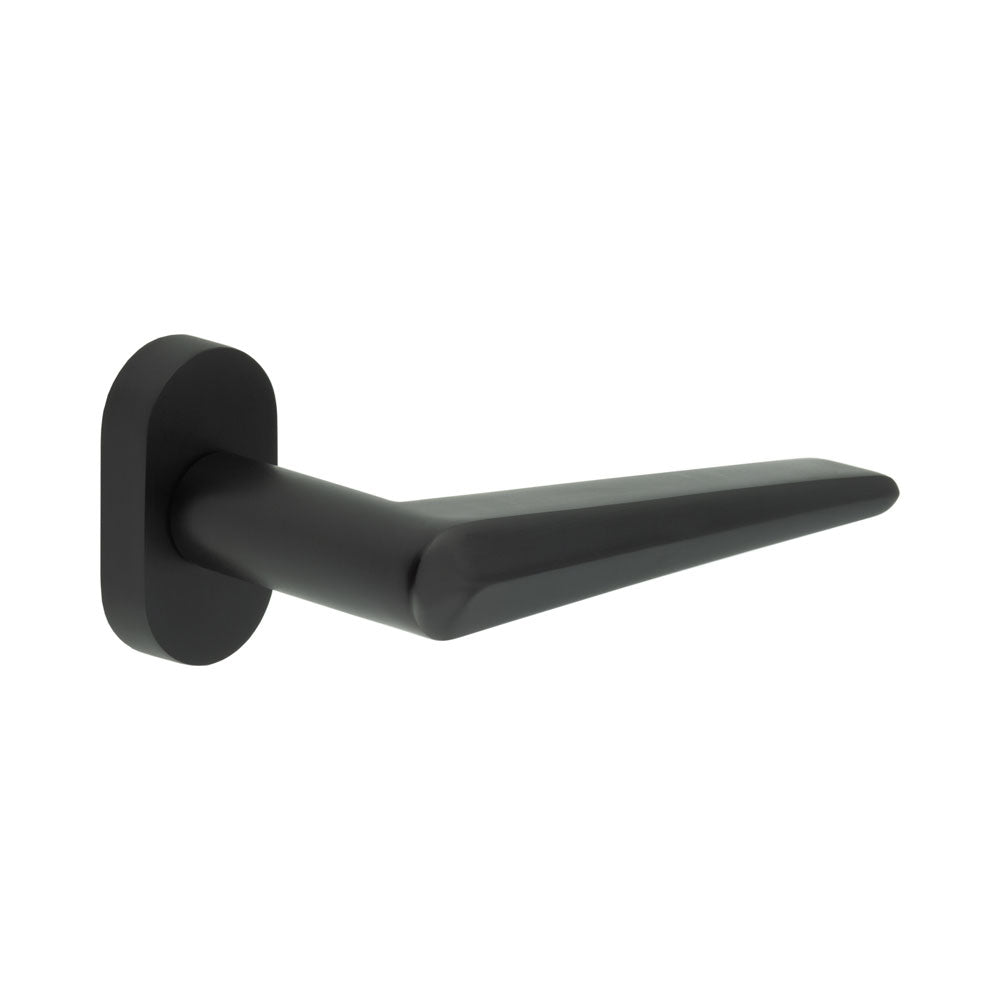 High quality image of CRES - CR-107 Black Multi Point Oval Rose Door Handle Sku. CR-107C4MB