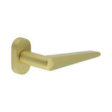 High quality image of CRES - CR-107 Satin Brass Multi Point Oval Rose Door Handle Sku. CR-107C4SB