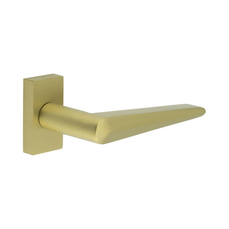 High quality image of CRES - CR-107 Satin Brass Multi Point Rectangular Rose Door Handle Sku. CR-107D4SB