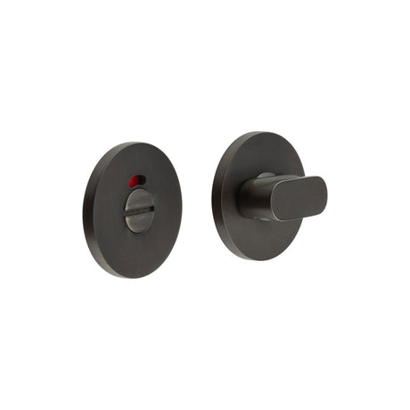 High quality image of CRES - CR-801 Dark Bronze Thumb Turn & Lock Round Rose w/ Indicator Sku. CR-801AJ7DB