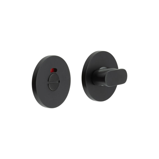 High quality image of CRES - CR-801 Black Thumb Turn & Lock Round Rose w/ Indicator Sku. CR-801AJ7MB
